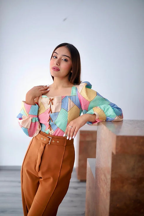 Stella Abstract Print Coord Set With Formal Trousers